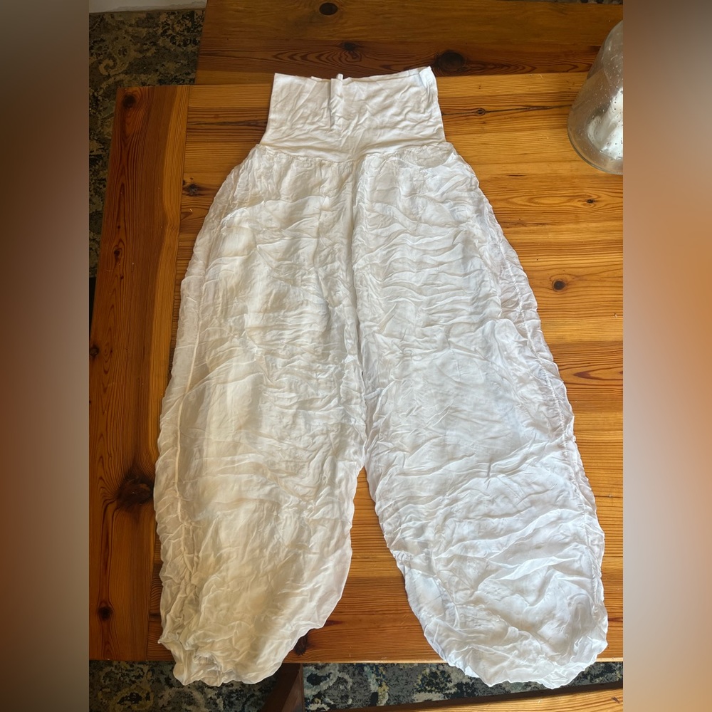 linen silk blend flair pants